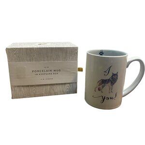 C.R. Gibson I WOOF YOU Dog Graphic16 Oz Porcelain Mug Keepsake Box NIB NEW Love